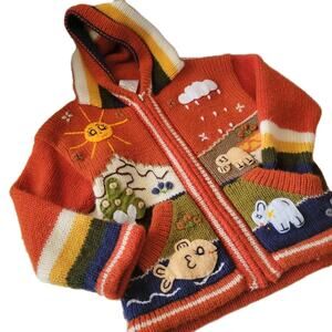 Unisex Toddler Sweater Knit Zip Multicolor Hooded Sz 4 Mexico